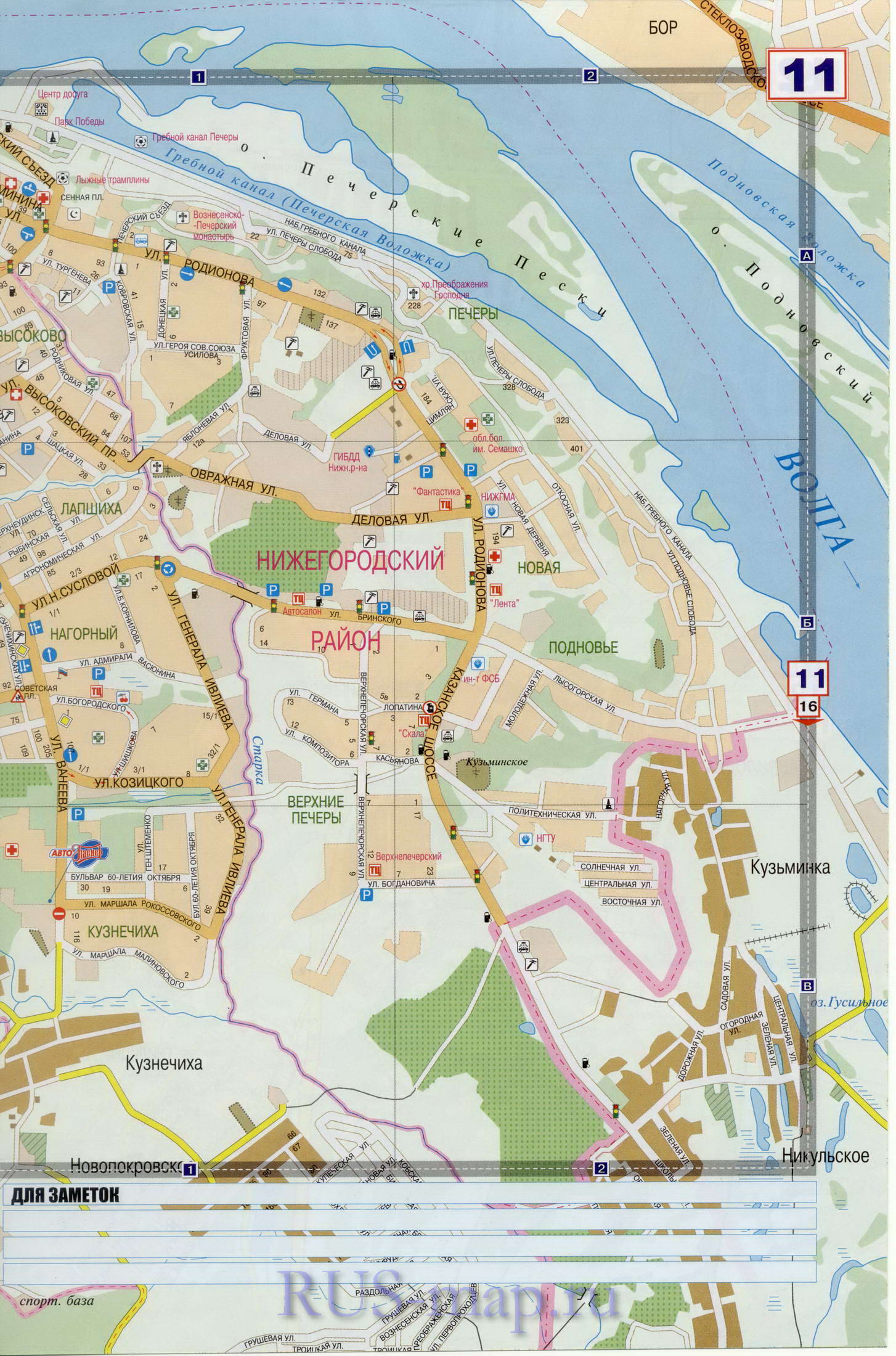 Нижний Новгород достопримечательности на карте