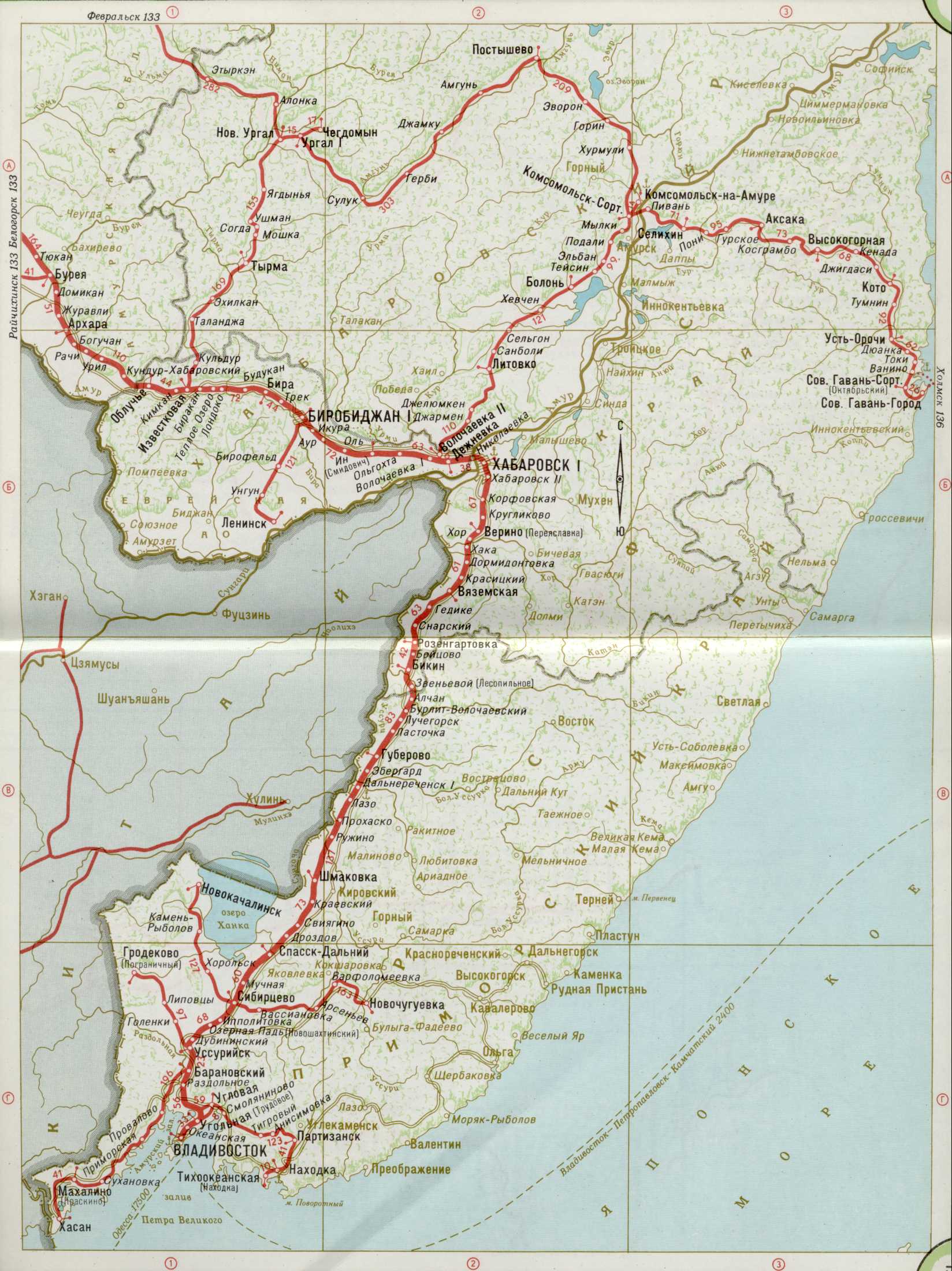 Карта железных дорог Приморский Край