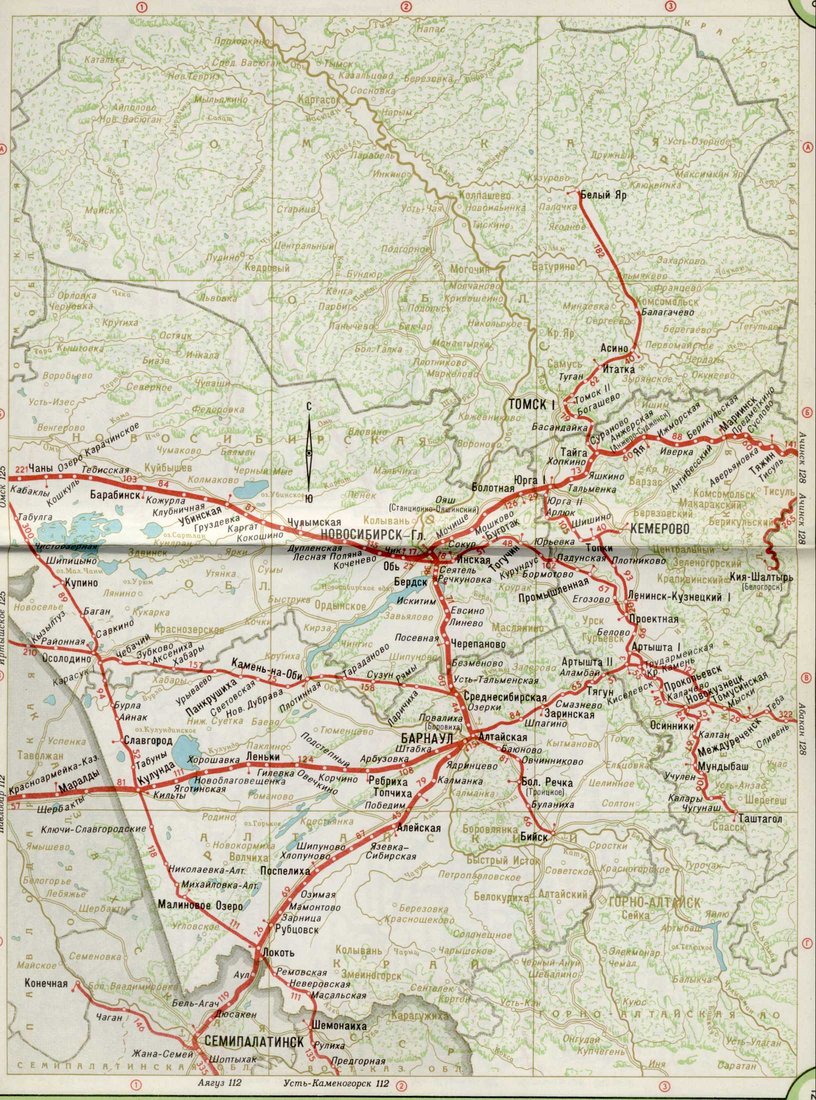 Карта железных дорог Новосибирской области