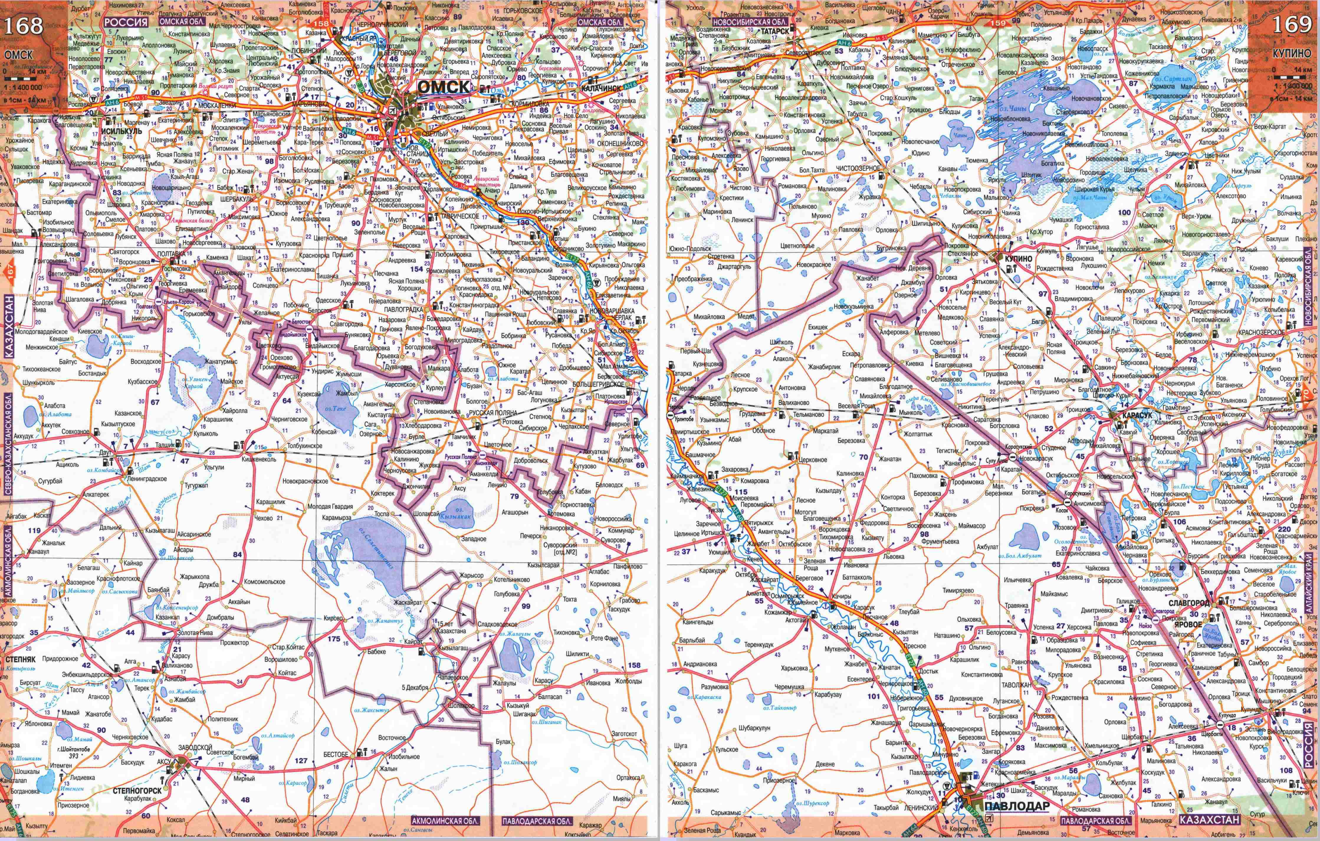 Большая подробная карта Новосибирской области. Автомобильная карта - Новосибирская область, A1 - 