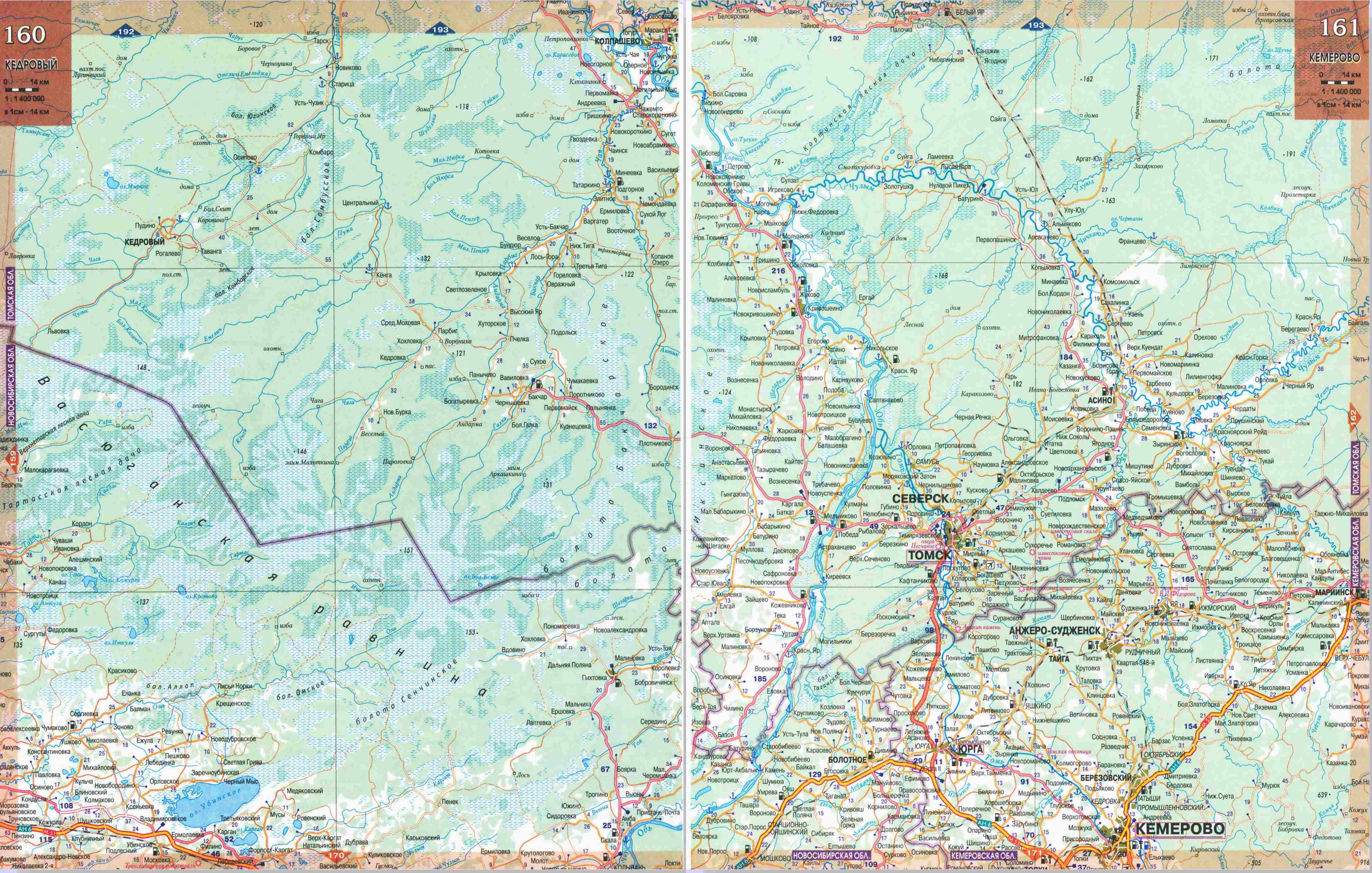 Большая подробная карта Новосибирской области. Автомобильная карта - Новосибирская область, B0 - 